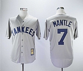 Yankees 7 Mickey Mantle Gray Cooperstown Collection Mitchell & Ness Baseball Jerseys,baseball caps,new era cap wholesale,wholesale hats